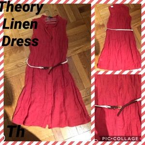 NWOT Theory Linen Button -Front with Belt Dress